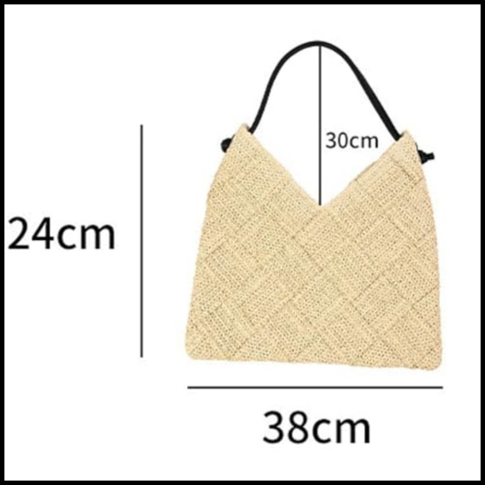 Straw Hobo Bag Woven Tote Handbag Large Capacity Shoulder Purse Beach Travel - Picture 2 of 6